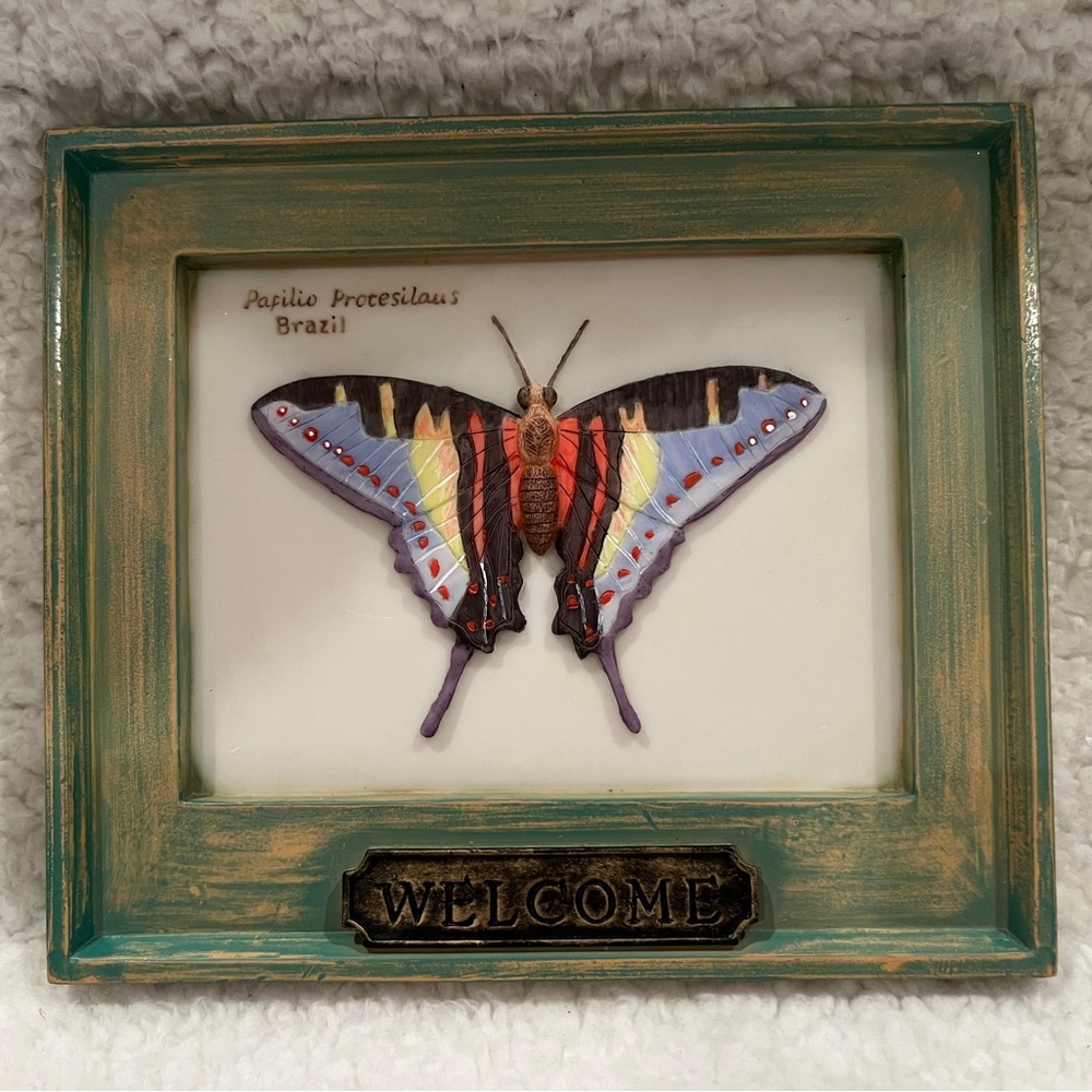 Ibis & Orchid Butterfly Welcome Sign Plaque NEW! Garden Decor